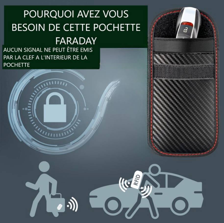 Étui anti-piratage clé de voiture : Gardez vos clés en sécurité contre les tentatives de piratage électronique.